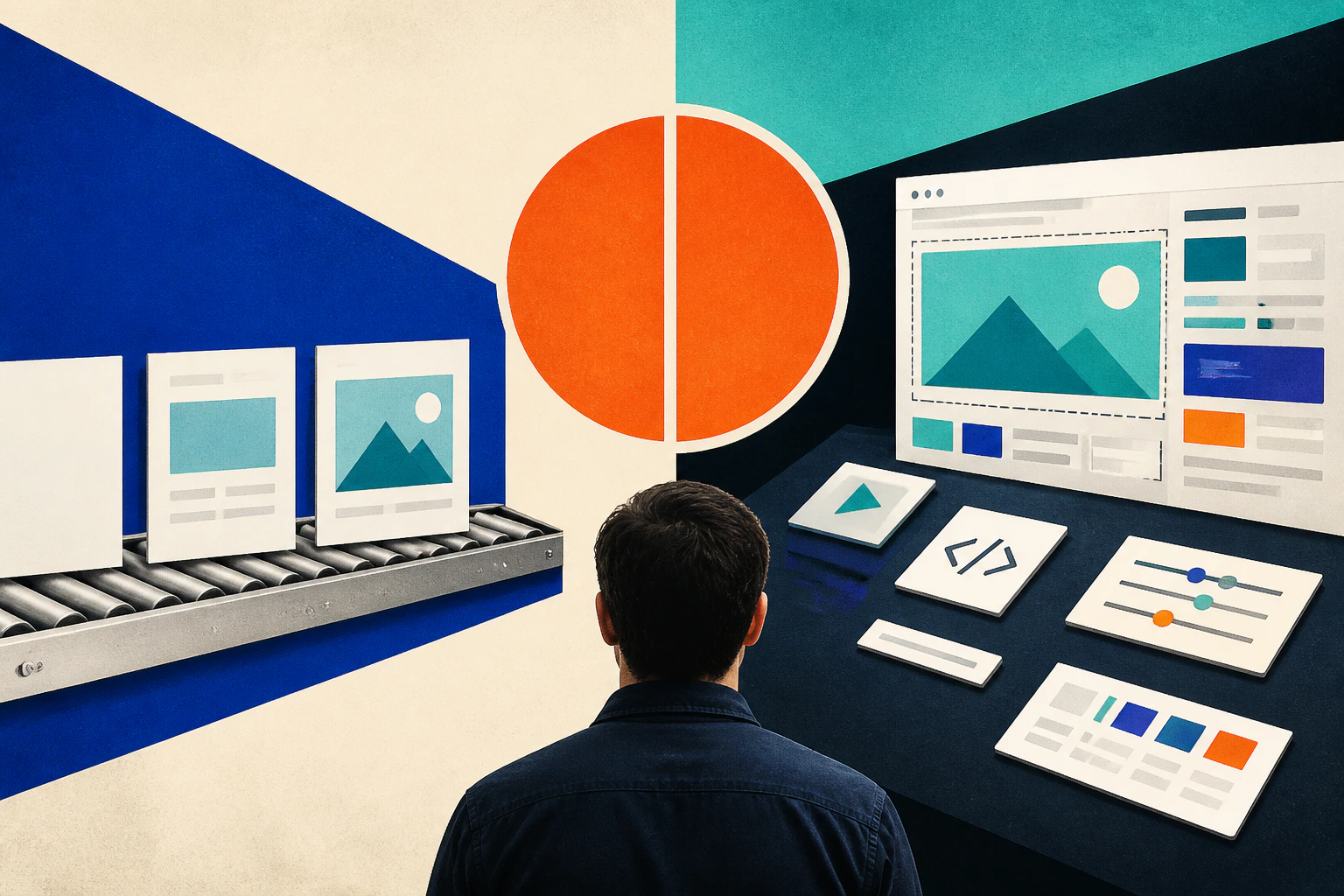 Small-business owner comparing a guided website builder with a modular content platform